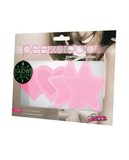 Peekaboos Glow in the Dark Hearts and Stars - Hot Pink 2 Pairs