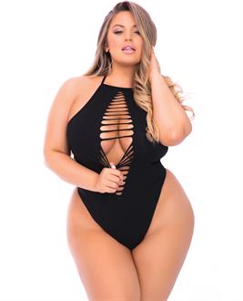 Pink Lipstick So Fresh Seamless Bodysuit Black