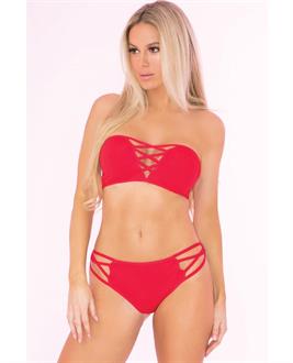 Pink Lipstick Truth or Bare 2pc Bra Set Red