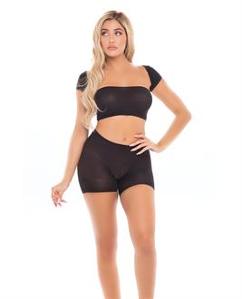 Pink Lipstick On Your Mind Bandeau w/Shoulders and Short Black