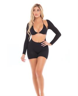 Pink Lipstick Knock Out 2 pc Play Suit Black