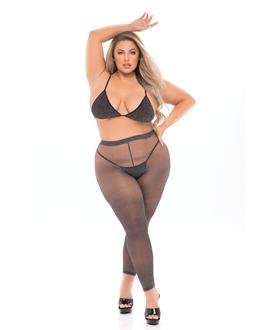 Pink Lipstick Tall Order Bra Top and Leggings Black