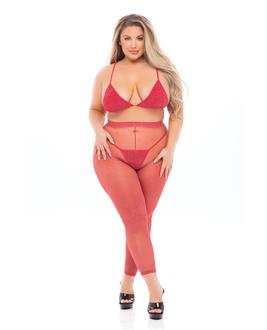 Pink Lipstick Tall Order Bra Top and Leggings Red