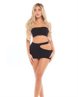Pink Lipstick Femme Seamless Bandeau and Skirt Black