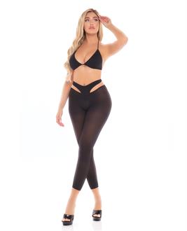 Pink Lipstick Mesmerize Me Tri Top and Legging Black