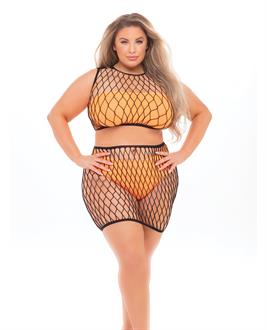 Pink Lipstick Crave You Lrge Fshnet Cami Top Neon Orange