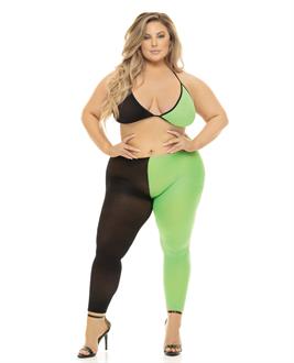 Pink Lipstick Block You Out Bra and Legging Black/Green