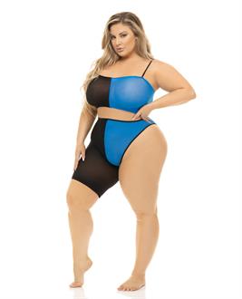 Pink Lipstick Block You Out Bandeau and Bottom Black/Blue