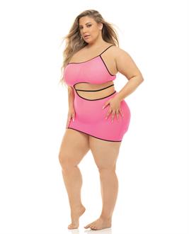 Pink Lipstick All You Need Cut Out Dress Neon Pink