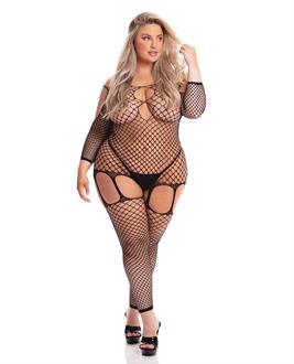 Pink Lipstick In My Head Net Bodystocking Black