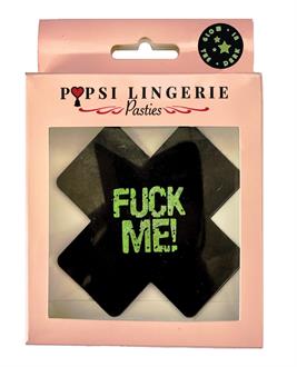 Glow in the Dark Fuck Me Pasties - Black