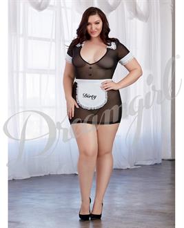 Made Me Dirty Sheer Chemise w/Apron Black/White