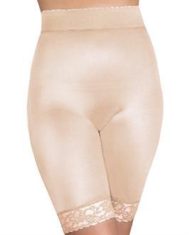Rago Shapewear Long Leg Shaper w/Gripper Stretch Lace Bottom Beige