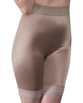 Rago Shapewear Long Leg Shaper w/Gripper Stretch Lace Bottom Mocha
