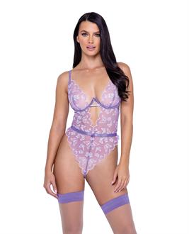 Butterfly Glow Embroidered Teddy Lavender/White