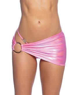 Metallic Iridescent Scrunched Skirt w/Ring Detail