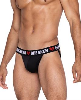 Heartbreaker Jockstrap w/Contoured Pouch and Elastic Rear Straps Black/Red