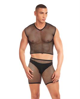Rainbow Party Net-Bula Large Mesh Long Brief 3 pc Set - Black