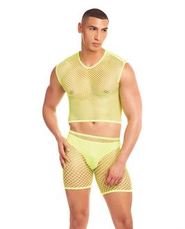Rainbow Party Net-Bula Large Mesh Long Brief 3 pc Set - Yellow