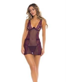 Rene Rofe Sneak Peak Chemise and G-String Purple
