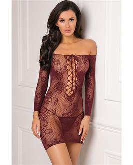 Rene Rofe Tie Breaker Long Sleeve Dress Burgundy