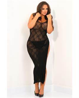 Rene Rofe Take the Heat Lace Gown Black
