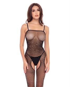 Rene Rofe Sparkle Crotchless Bodystocking Black
