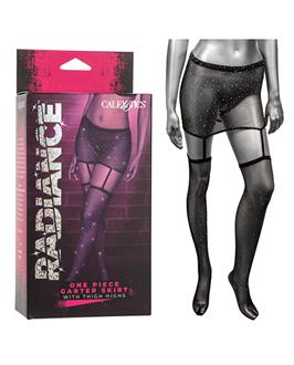Radiance One Piece Garter Skirt w/Thigh Highs - Black