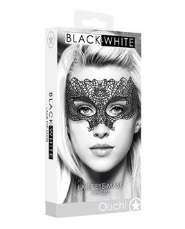 Shots Ouch Black and White Lace Eye Mask - Princess Black