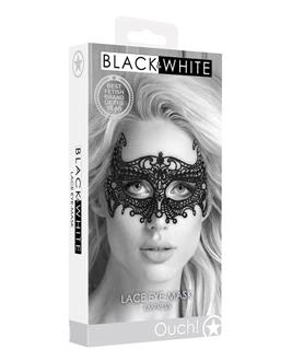 Shots Ouch Black and White Lace Eye Mask - Empress Black