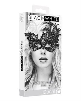 Shots Ouch Black and White Lace Eye Mask - Royal Black