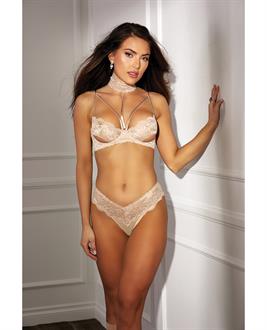 Absolutely Beautiful Stretch Lace Collard Bra and Panty  Nude