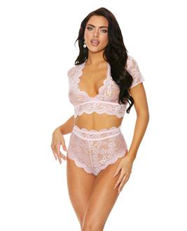 Stretch Lace Cami Set Pink