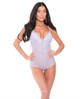 Sheer Teddy w/Underwire Padded Cups Lace Lilac