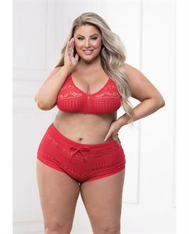 Knit Bralette and Cheeky Shorts Flame Scarlet