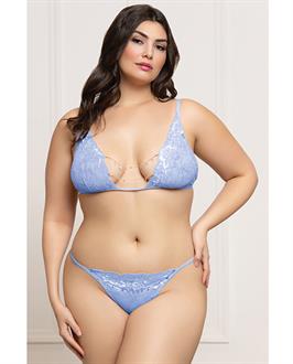 Lace Triangle Top and G-String with Rhinestone Details