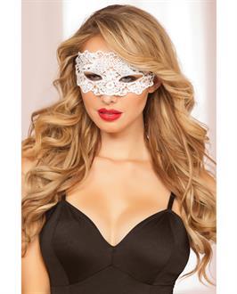 Lace Eye Mask w/Satin Ribbon Ties White