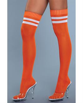 Ribbed Athletic Thigh Highs Orange