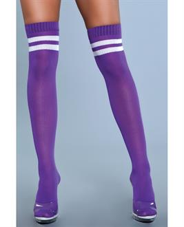 Ribbed Athletic Thigh Highs Purple
