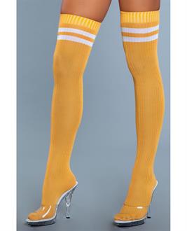 Ribbed Athletic Thigh Highs Yellow