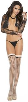 Pin striped thigh hi with satin bow.