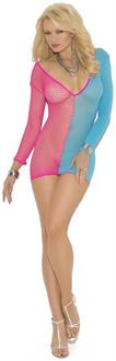 Diamond Net and Opaque Long Sleeve Mini Dress.