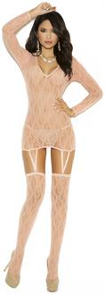 Long sleeve lace camisette and matching stockings.