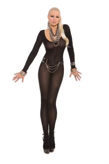 Opaque long sleeve bodystocking