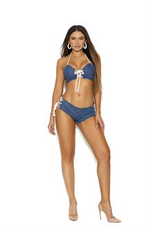 Halter top with lace up front.
