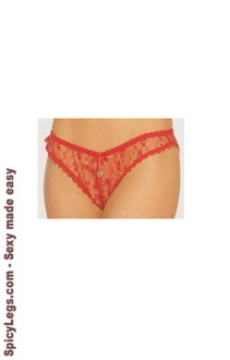 Crotchless lace panty with gold locket