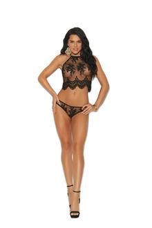 Mesh halter neck cami with embroidered detail