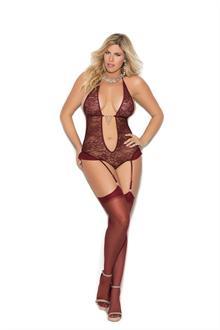 Lace halter style teddiette-Plus