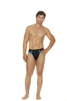 Men's mesh and lycra jock strap with turquoise trim