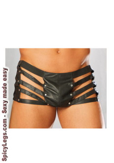 Leather cut out shorts with nail heads